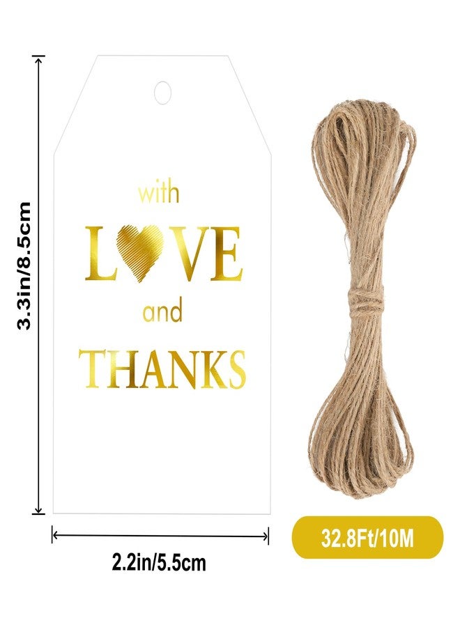 جيجاكرافت بطاقات شكر وحب من jijAcraft مع خيط - 50 قطعة من بطاقات هدايا الشكر لحفلات الزفاف، بطاقات هدايا من ورق ذهبي مقاس 3.3 × 2.1 بوصة لحفلات توديع العزوبية، وحفلات استقبال المولود، والمناسبات التذكارية. - Image 2